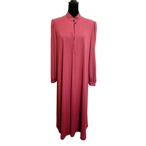 Vtg 70s Vestebene Long Sleeve Gown with Mock Neck and Bishop Sleeves
